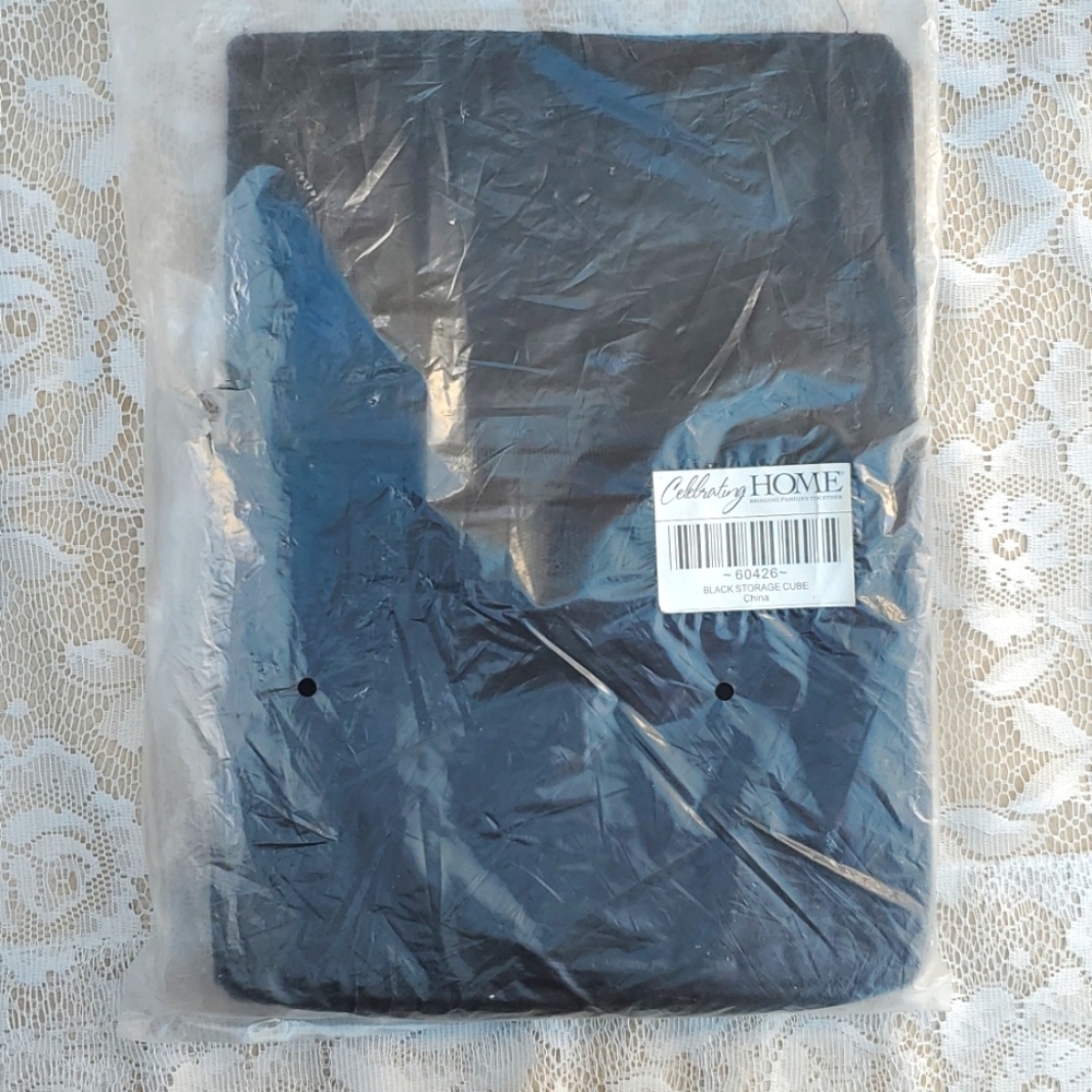 Black Storage Cube, sturdy Polyester 12.5 x 12.5 x 12.5" Home Interiors New